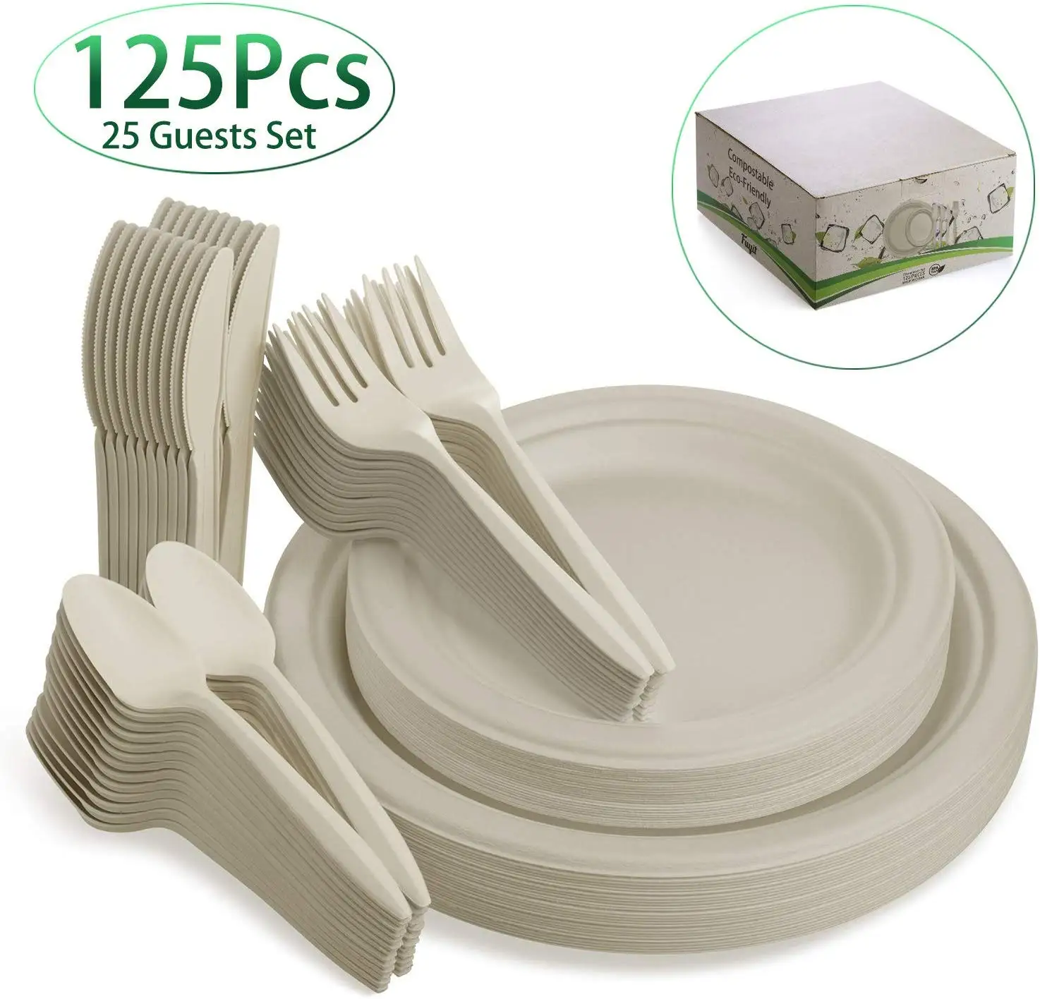 Eco-friendly Disposable Flatware Dinnerware Sugarcane Baggase Pulp ...