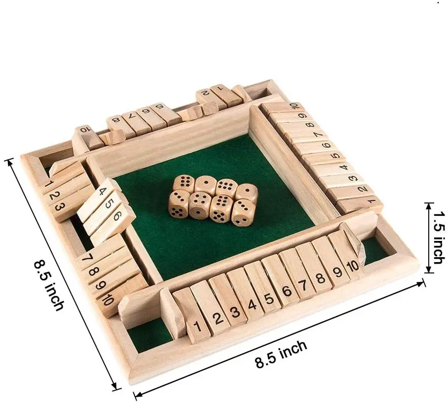 Shut the Box Board Game 2 Players and up Wager Game Wooden Board Game Manufacture Mathematics Training Gift for Kids