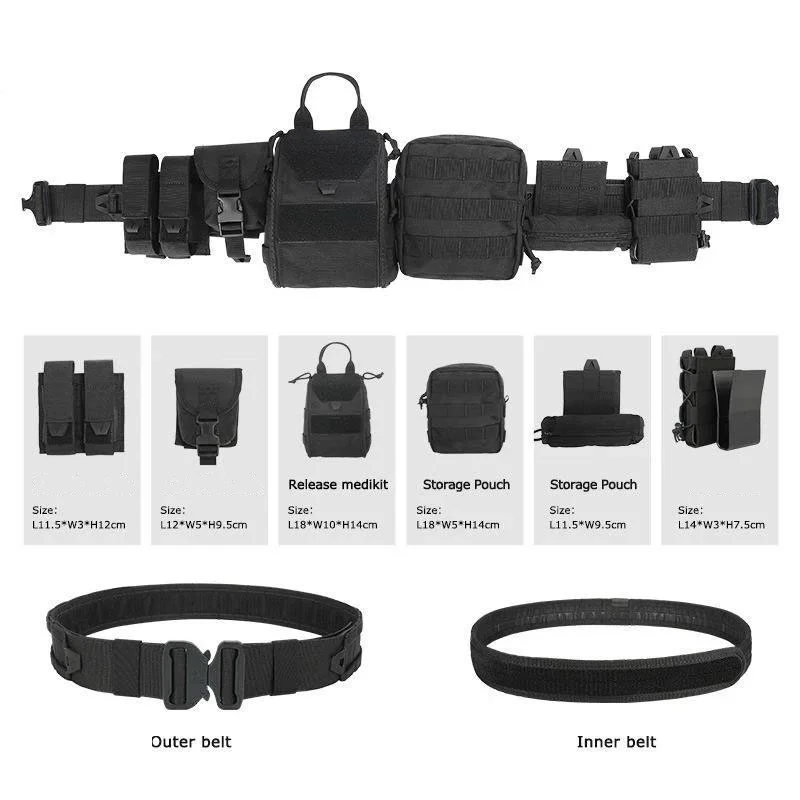Breathable Adjustable Padded Pouch Multifunctional Waist Bag Duty Outdoor Belt Tactical Utility Belt with Holster