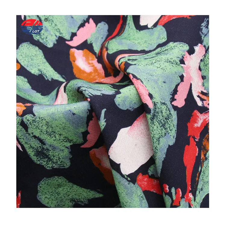 Дышащая пряжа 21s 170GSM 30% лен 70% lyocell ткань с цифровой печатью для гавайской