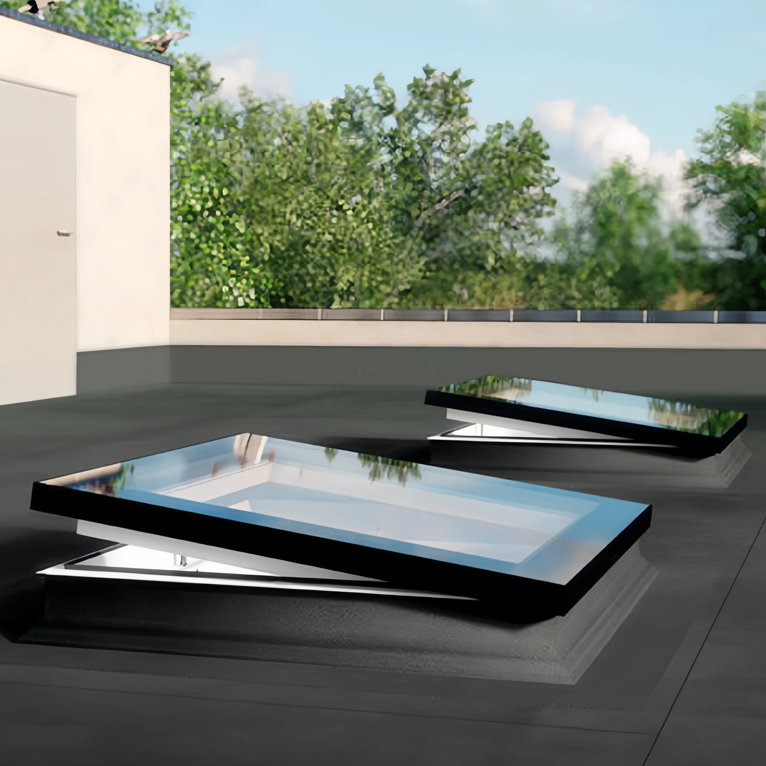 Customized Electrical Control Automatic Opening Sliding Roof Awning Aluminum Window Tempered Glass Vertical Skylight Roof Window