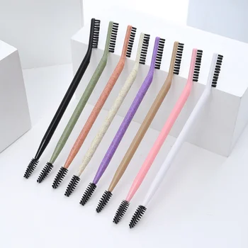 Ultra-fine Waterproof Multi-color Double-ended Portable Foldable Eyebrow Brush Spiral Eyelash Makeup Brush for Beginners