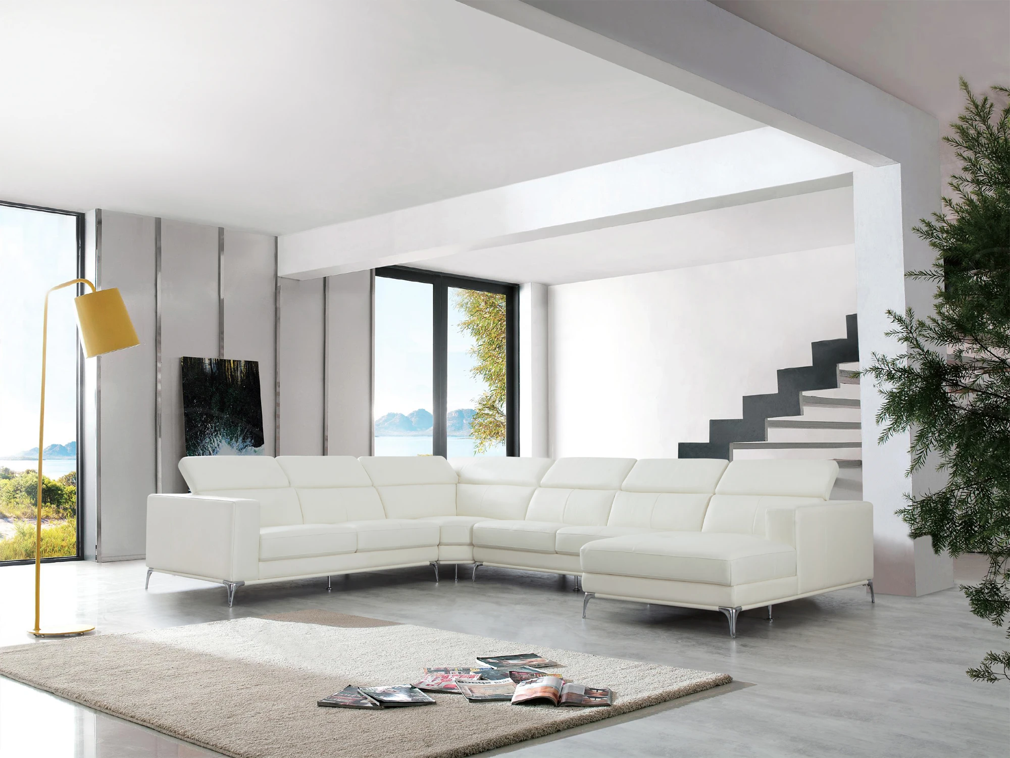 Elegant Italian Luxury Living Room Sofa Furniture Over Size Corner L ...