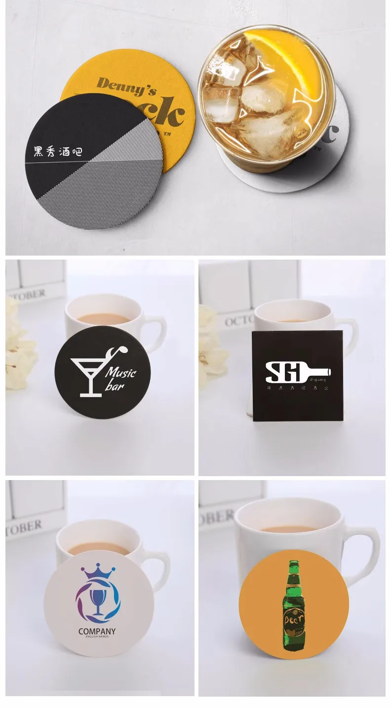 Customized Disposable Coffee Cup Mat Circular Waterproof Pad Printed