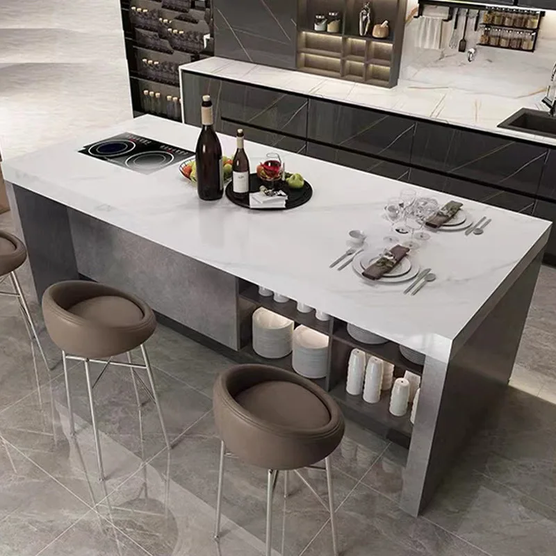 product ydstone light mobile dining table storage integrated kitchen cabinet sintered stone kitchen island counter top-15