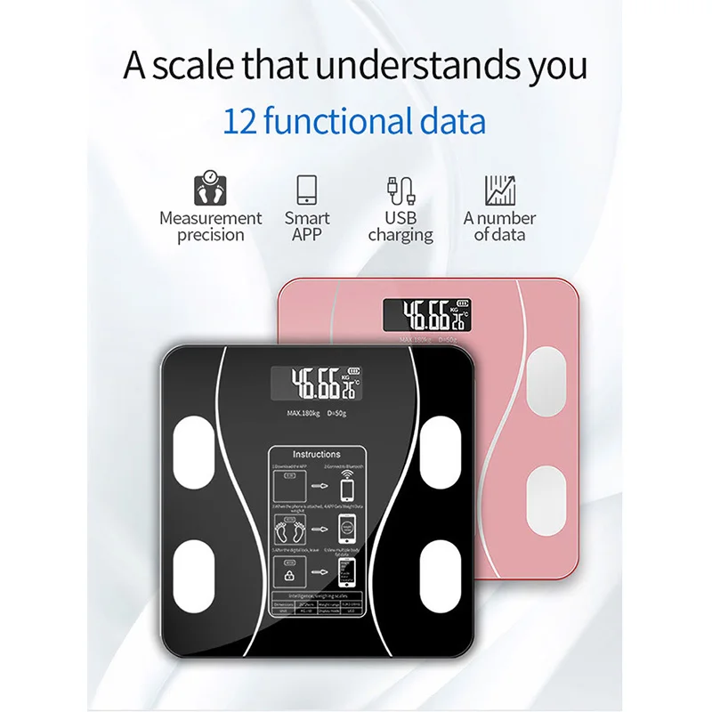 Smart Body Fat Scale Highly Accurate Bluetooth Digital Bathroom Body Composition Analyzer Measures Weight Body Fat
