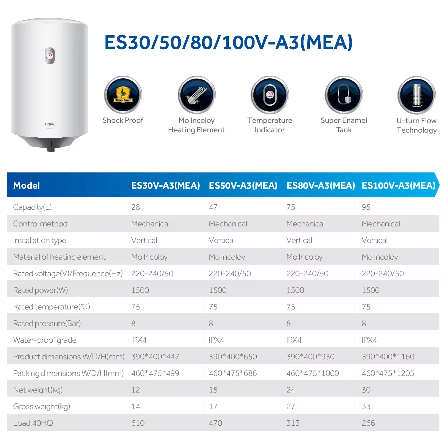 海尔50加仑混合电动热水器浴室节能-- 汽车房车室外小型紧凑型水箱储物| Alibaba.com