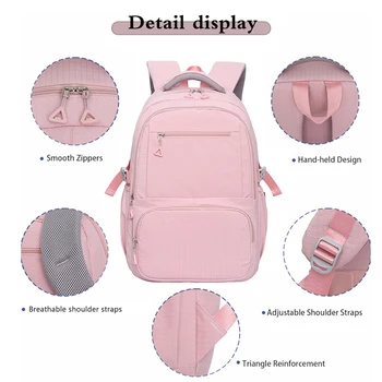 HAIBOWY 19-Inch Big Capacity Fashionable Waterproof Geometric Pattern Student Backpack for Teens Travel and School Girls