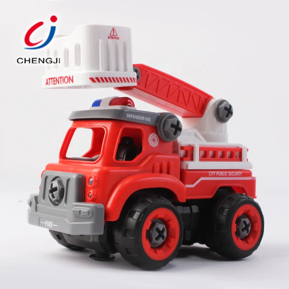 Juguetes Para Los Ninos Removable Blocks Education Ladder Fire Truck Toy, DIY Disassemble RC Fire Truck Toy