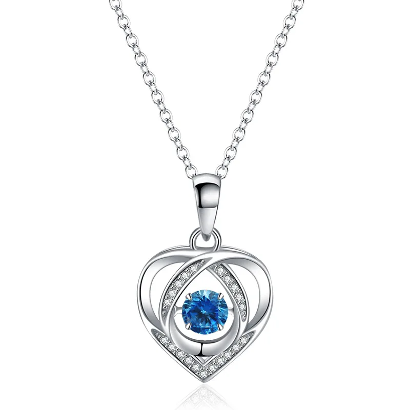 Titanium Steel Non Tarnish Jewelry Female Temperament Heart Sapphire
