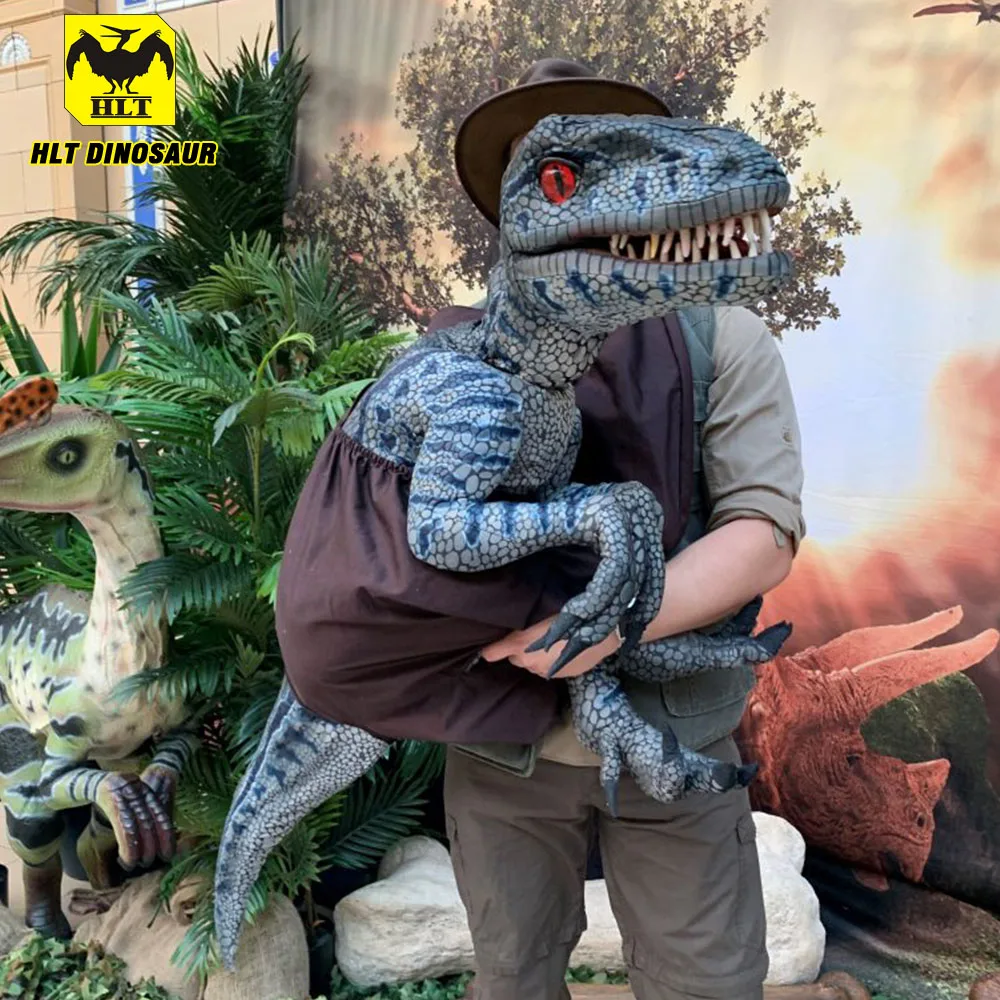 Baby Blue Raptor Dinosaur puppet for Jurassic Themed Events