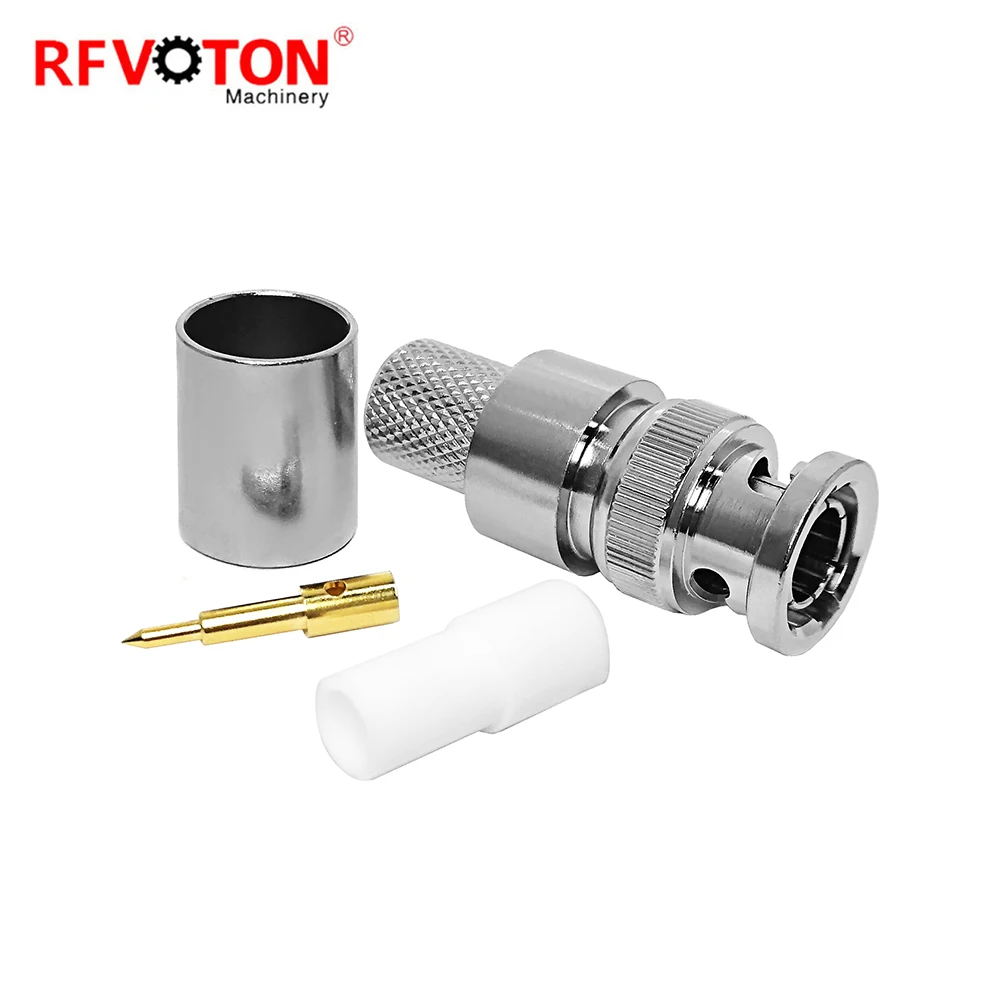 Factory Supply BNC  Rf Coaxial Bnc Male Plug Crimp for 50ohm  Rg213  Rg214 Rg8 WTR400 Cable  Crimpable Coax Connector Converter