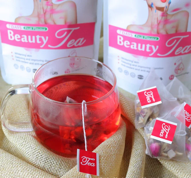 Private Label 10 Days Glowing Tea Strong Whitening Spot and Fading Chinese Tea for Skin Beauty Green Tea Extract Fat Burner