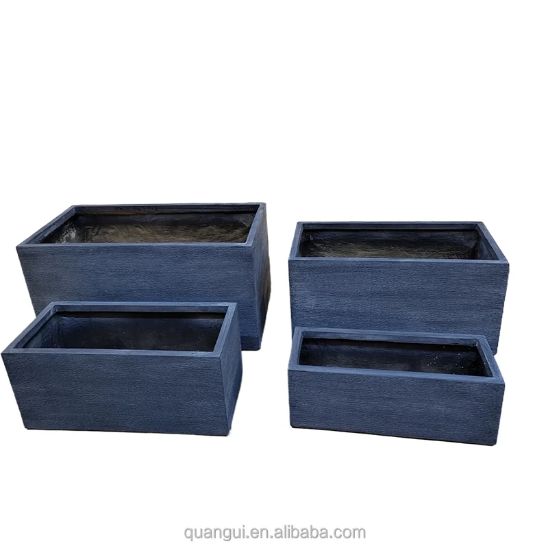 Factory Direct Lightweight Durable High Strength Rectangle Outdoor Concrete Planter Pot Rough Finished