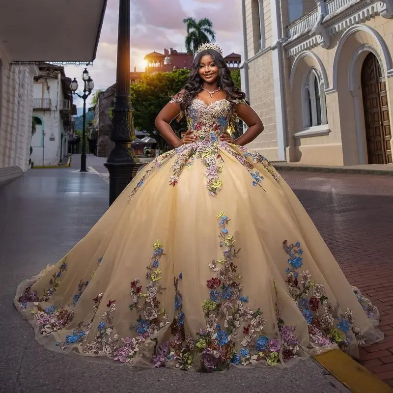Gold Quinceanera Color Champagne Vestidos De 15 Mumuleo Champagne Shiny  Sweetheart Quinceanera Ball Dresses Appliques Lace Beads Graduation Party  Gown Vestidos De 15