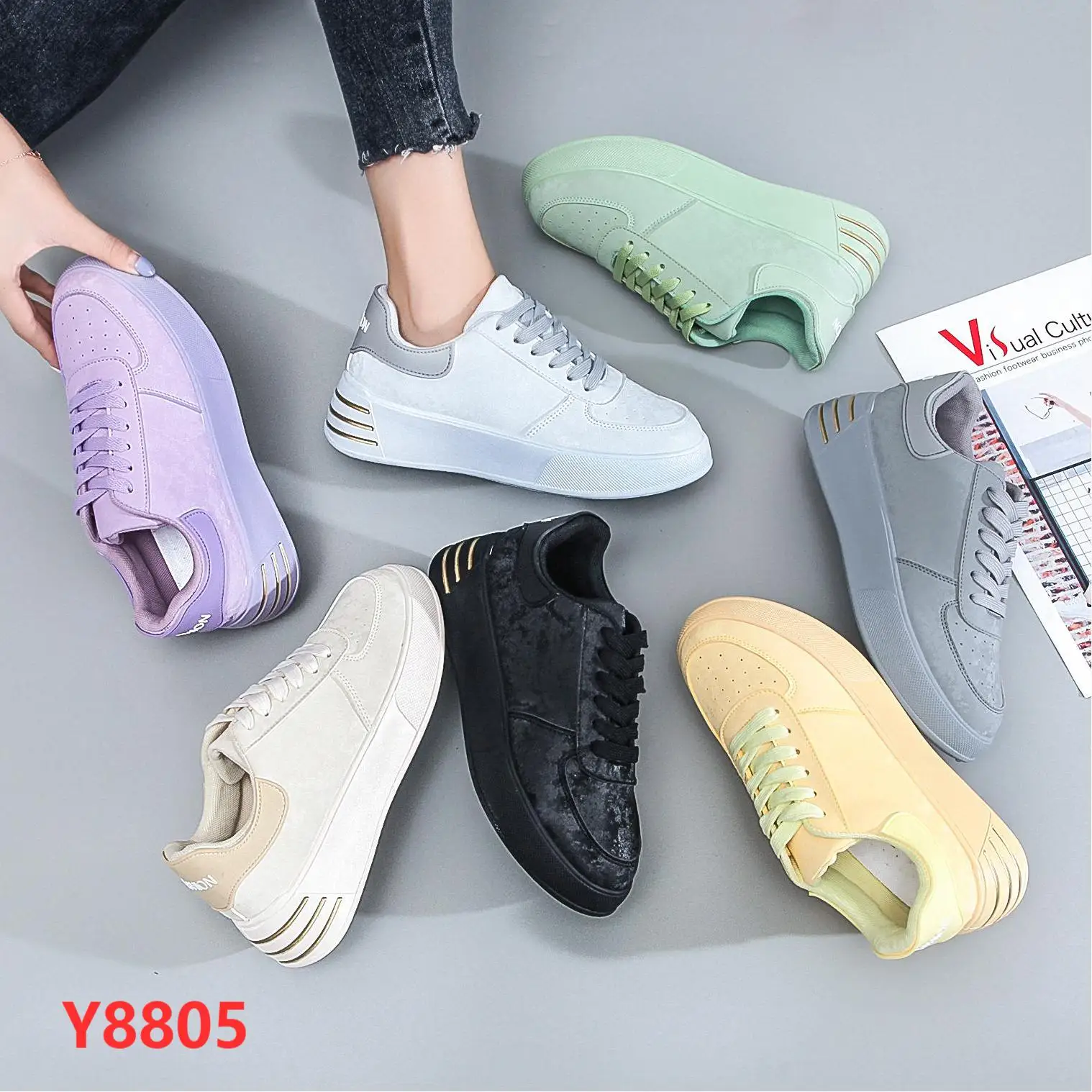 2022 Fashion custom suede classic lace up students sport school leisure white sneakers