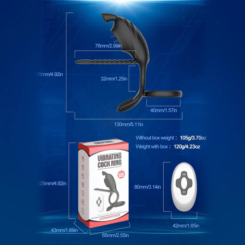 Wireless Remote Control Vibrator Penis Rings & Clitoris Stimulator for Men Women Sex Toys for Couples Ejaculation Delay Features