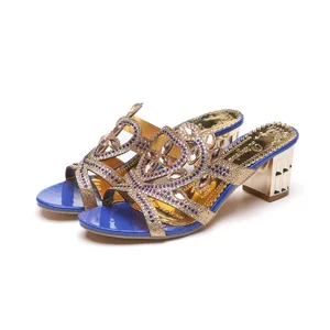 Customized Designer Shoes Shiny Diamond Luxury slippers Women's and Women's Medium Heel slippers Luxury Women's Fashion