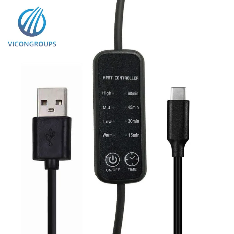 USB-A to DC Cable Temperature Controller Heater on Off Cable Switch ...