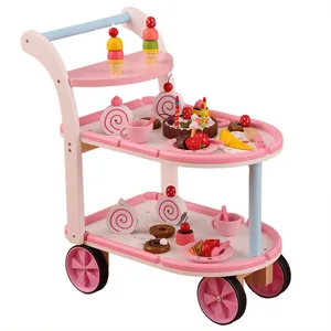 Beautiful Design Children's Cakes and Desserts Trolleys Juguetes Wood Montessori Pretend Preschool Toys for Kids Boys Girls CE