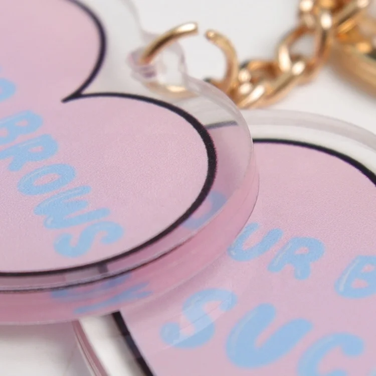 Key Chain Designer Custom Print Logo Clear Heart Shaped Cute Charms Acrylic Keychain for Promotional