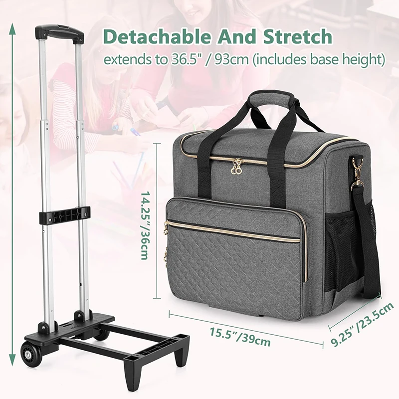 Borsa Trolley Grande 50L Per Insegnanti Amythe | Per Laptop 17.3" | 5 Ruote Rimovibili | Carrello Pieghevole Multiuso