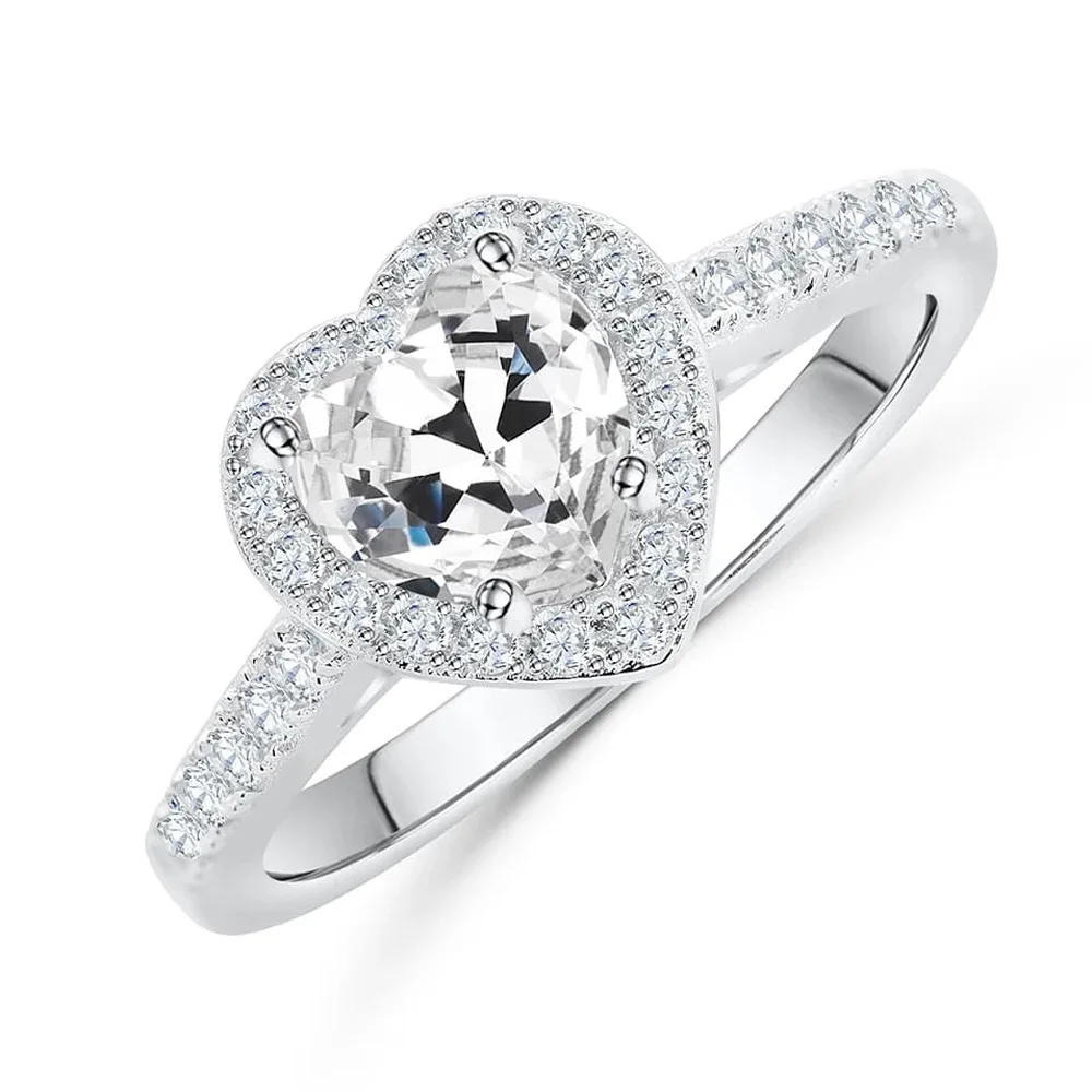 KAKODIY Love Ring Heart Shaped Zircon Sparkling Ring 925 Sterling Silver Women Engagement Wedding Heart Shaped Eternity Ring detail 2