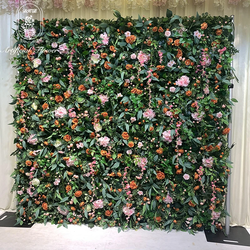 Custom 3d Fabric Flower Wall Wedding Faux Silk Rose Flower Wall Panel