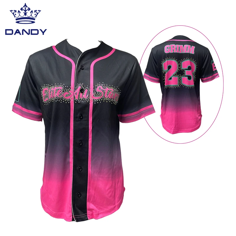 Source hot pink baseball jersey loose 100% polyester custom sublimation  breathable baseball jersey on m.