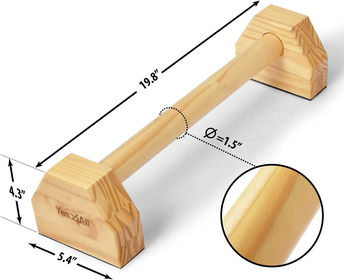 Parallel Bars Parallettes Supports Calisthenics Exercises and Upper Body Strength Workouts Pack of 2 Solid Wood Push up Stand