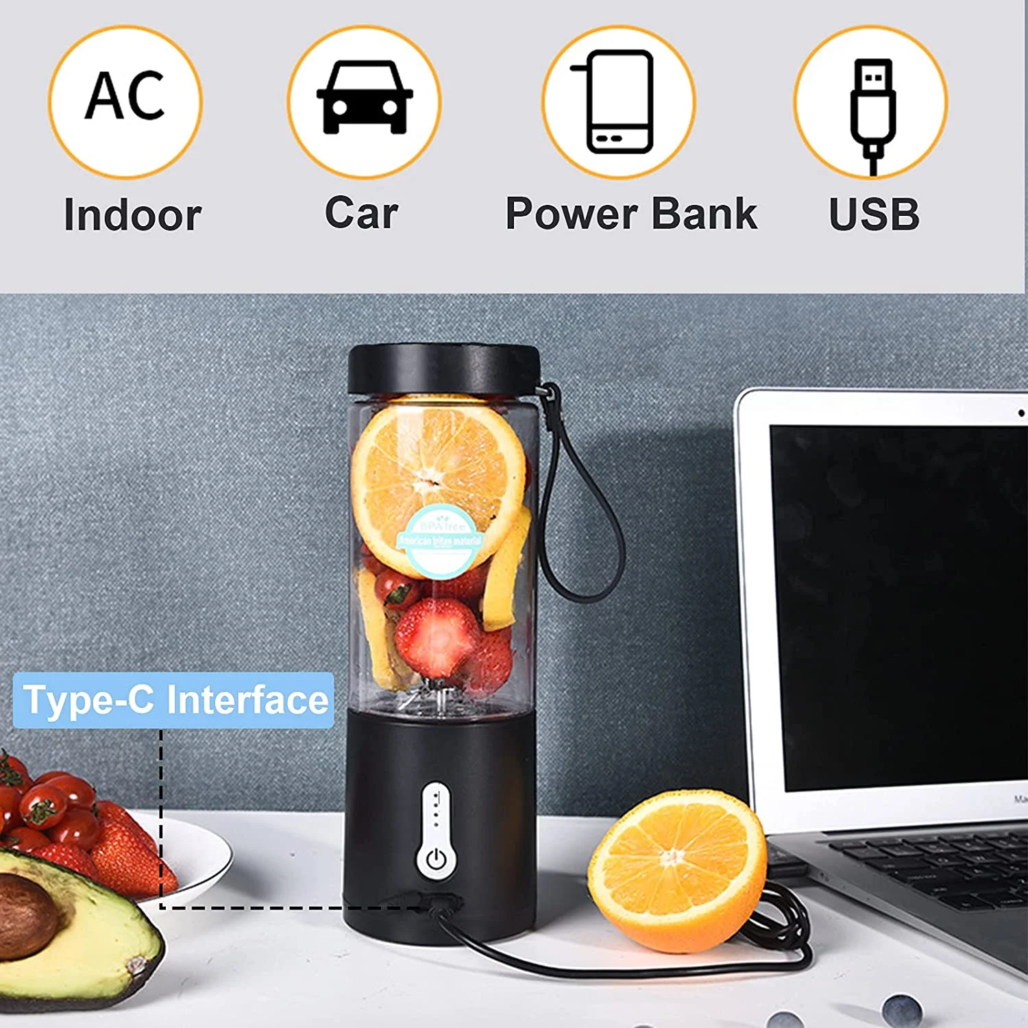 Electric Usb Shaker Bottle Rechargeable Waterproof Juicer Blender Mini Orange Juice Mixer Smoothie Portable Blender New Arrival_voghion.com