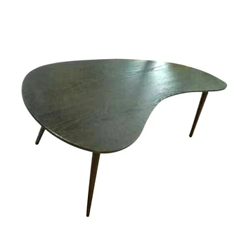 New fahion brown wood furniture HDPE round coffee table oval shaped modern coffee table