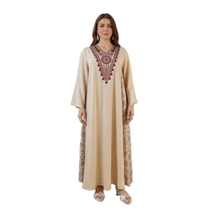 Women's Fashion New Muslim Embroidery Printed Robe Middle East Vintage Dress Long Sleeve Dress