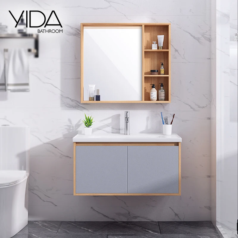 Горячая Распродажа настенный маленький готовый Простой дешевый современный шкаф для ванной комнаты с зеркалом