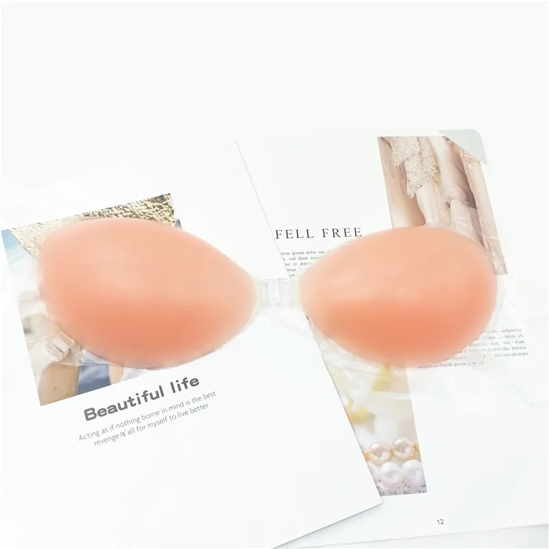 Invisible Strapless Bra Girls Sexy Image Push-Up Silicone Bra with Front Closure for Weeding Dress