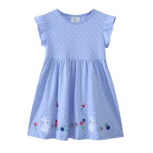 2026 New Design Casual Style Sleeveless Sleeve Dot Printed 100% Cotton Embroidered Dress for Girls Spring Summer
