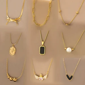 MW Luxury Anti Tarnish 316l Stainless Steel Korean Pearl Wings Heart-shape Necklace Gold Shopping for Jewelry Online Wholesale