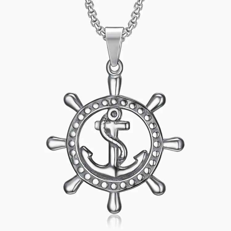 Olivia Navy Rudder Anchor Pendant 