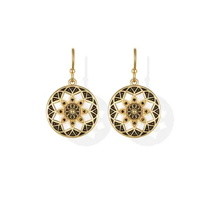 Original Design Ear Piercing Jewelry Gold/Rose Gold/Black Plated Mandala Flower of Life Stud Earrings for Women
