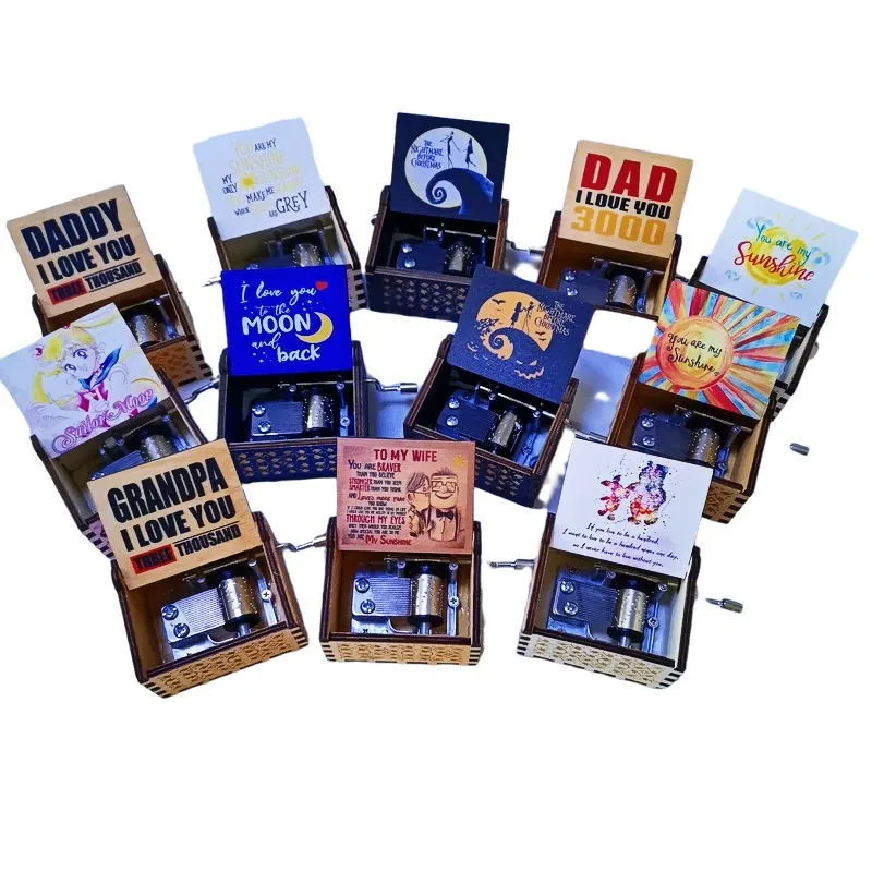 Новинка лидер продаж деревянная мини-музыкальная шкатулка NEWYUES с ручной гравировкой 50 моделей популярный