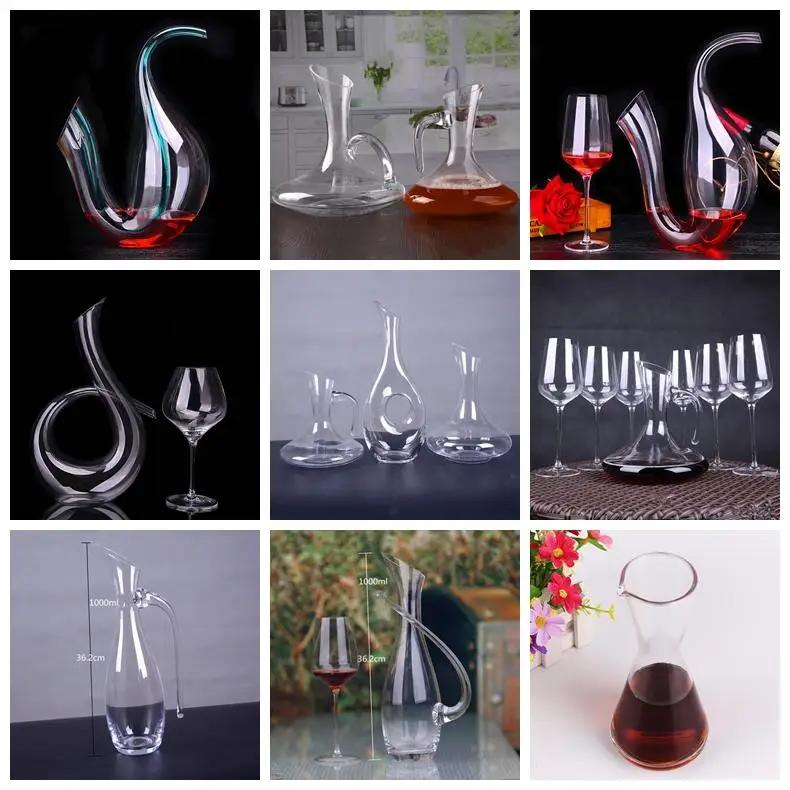 1.8L High Clear Hand Blown Lead Free Crystal Glass Wine Decanters