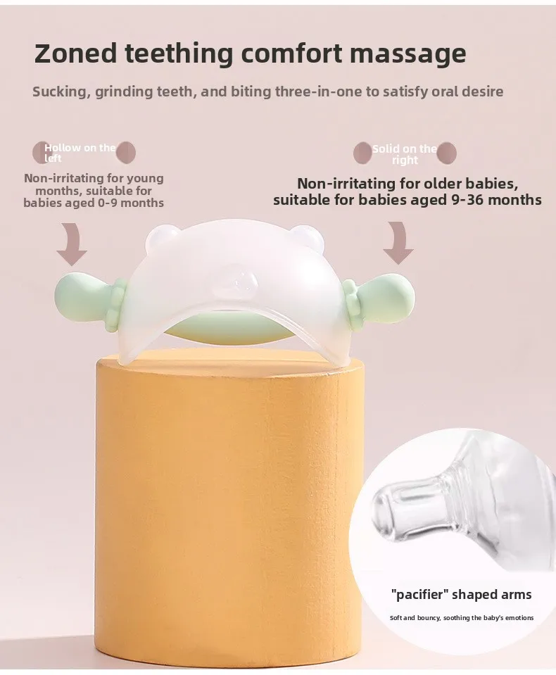 Food Grade Silicone Bear-Shaped Glove Teether for Infants Soft Toy Anti-Thumb Sucking Chewable Teething Stick factory