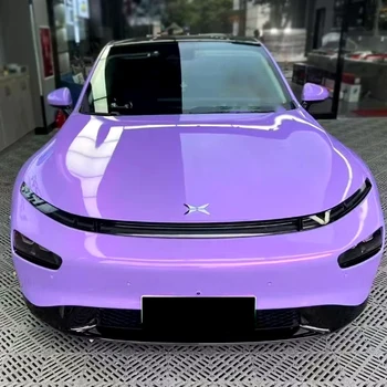 1.52*18M Purple High Polymer PVC Film Car Wrap Sticker Gloss Chameleon Dreamy Purple Changing Car Vinyl Wrap