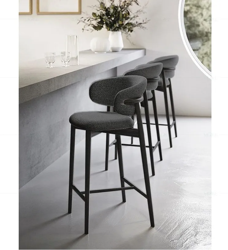 Modern Solid Wood Bar Chair Nordic Living Room Bar Stool For Kitchen Light  Luxury Cloth Sgabelli Isola Cucina Home Furniture - AliExpress