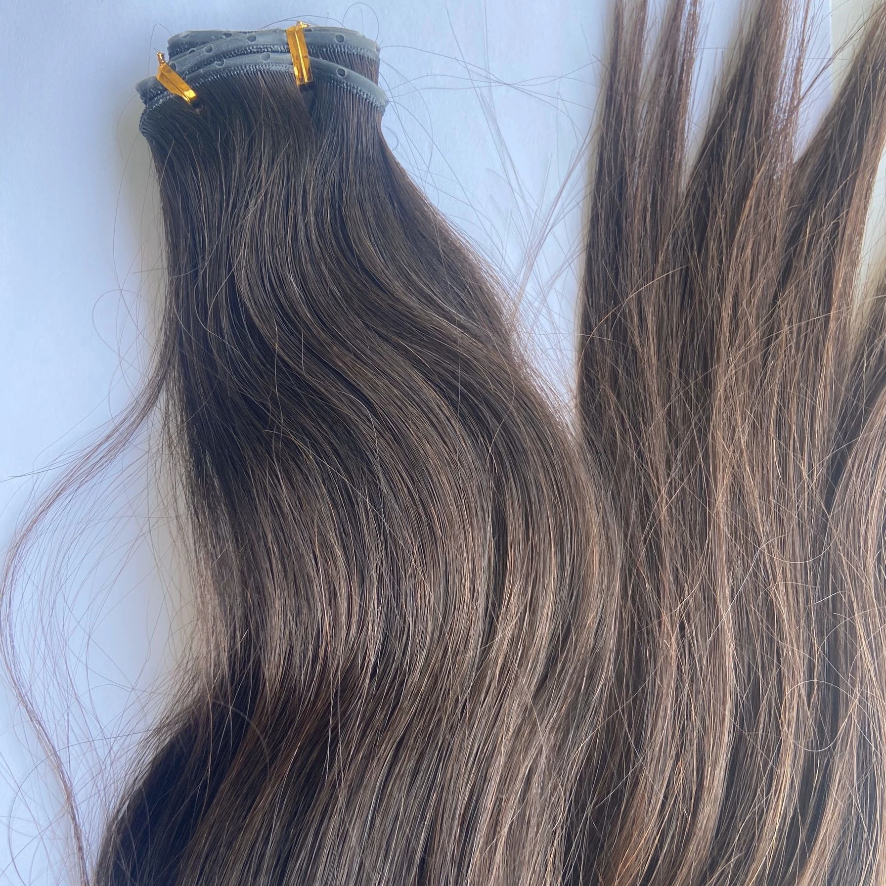 Nature Brown Color Double Layer Genius Weft Hair Extensions Twin Tab Extensions Weft with Hole