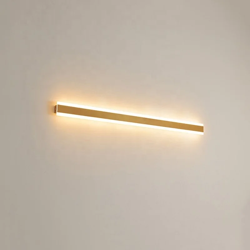 Luxury Modern Long Strip Linear Led Wall Light 800 1200 Brass Wall Lamps for Indoor Bedroom Living Room