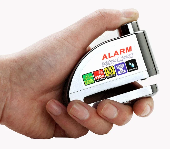 DF Silver Alarm Disc Lock Motorcycle Lock  Bicycle Disc Motorcycle Wheel Lock with Alarm