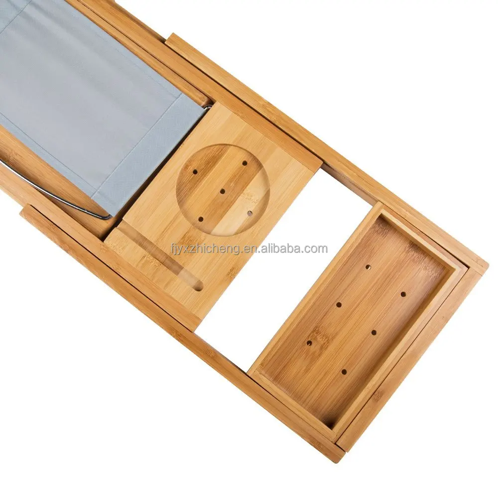product unique house warming gifts bamboo luxury bathtub tray caddy expandable bath tray-2