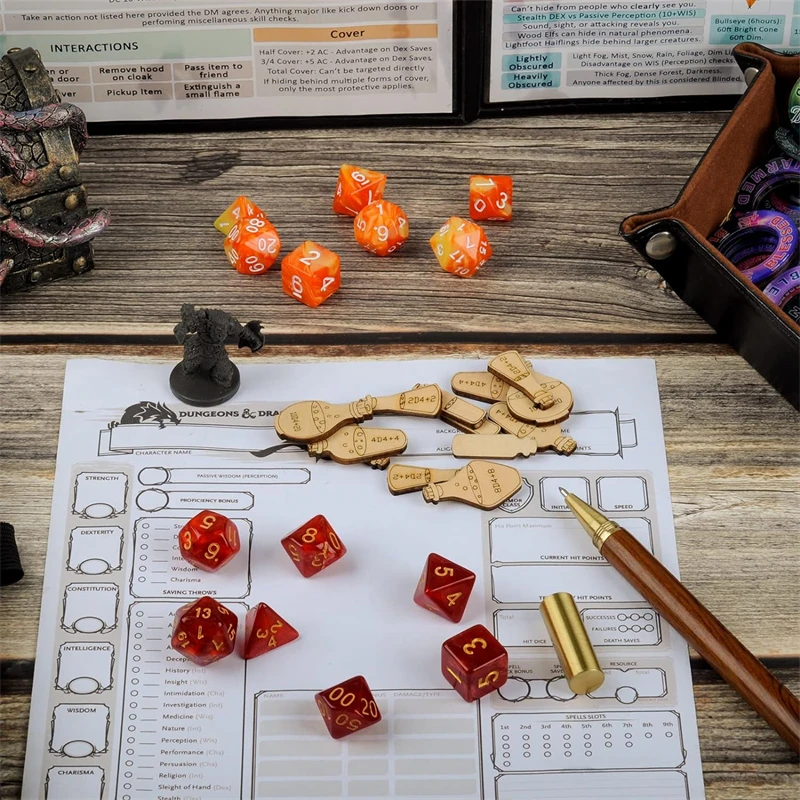 Juego DND de Madera con Corte y Grabado Láser, Accesorios DM, Juego de Fichas de Poción Curativa para Mazmorras, Juegos de RPG, 21 Piezas