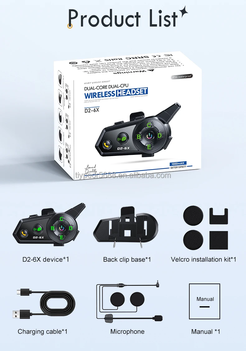 product tiypeor motorcycle intercom helmet wireless headset headphone 6 riders 1000m communicator waterproof music share interphone-11
